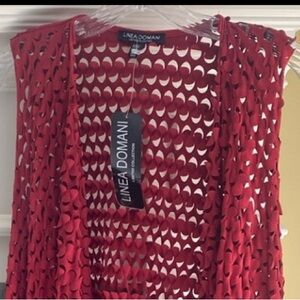 NWT Linea Domani Limited Collection Open Swing Vest in Size M. Suede-like Feel.